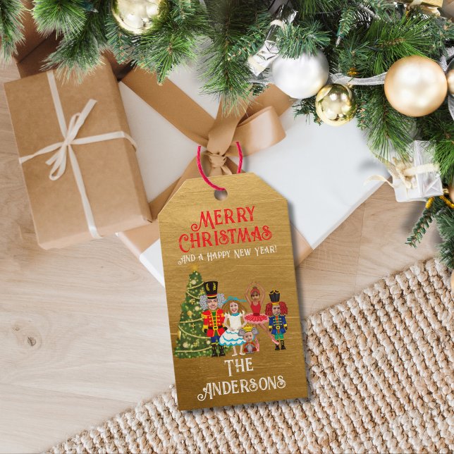 Nutcracker-Familie von fünf lustigen frohen Weihna Geschenkanhänger (Von Creator hochgeladen)