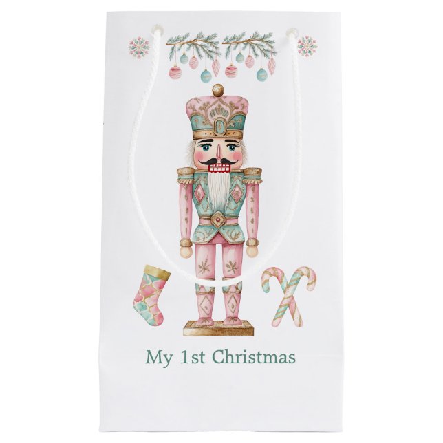 Nutcracker farbenfrohe Bäume Baby 1. Weihnachten Kleine Geschenktüte (Vorderseite)