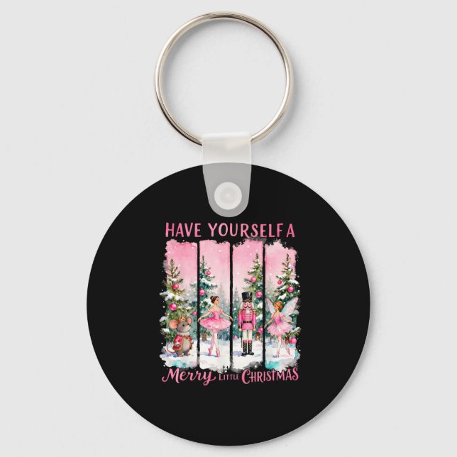 Nutcracker Friends Snow Globe Nk Coquette Bow Chri Schlüsselanhänger (Vorderseite)