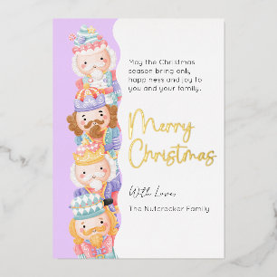 Nutcracker Frohe Weihnachts-Foto Foil Holiday Card Folien Feiertagskarte