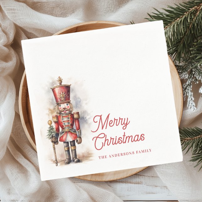 Nutcracker Frohe Weihnachts Personalisierter Name Serviette (Von Creator hochgeladen)