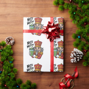 Nutcracker Holding Matcha Latte Lustige Nüsse für Geschenkpapier