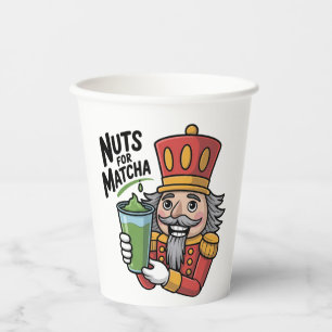Nutcracker Holding Matcha Latte Lustige Nüsse für Pappbecher