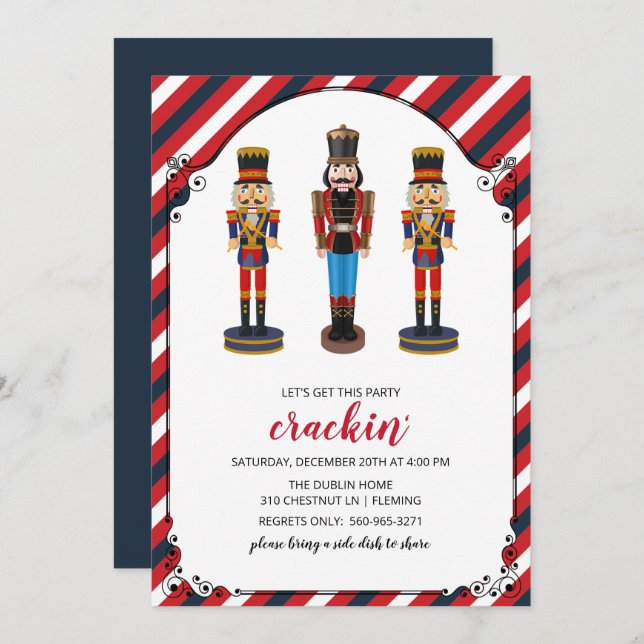 Nutcracker Holiday Weihnachten Party Einladung (Vorne/Hinten)