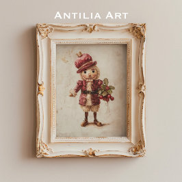 Nutcracker Holly Berries Malerei Weihnachtskunst Poster