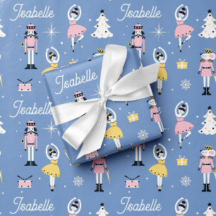 Nutcracker Individuelle Name Blue Christmas Geschenkpapier Set