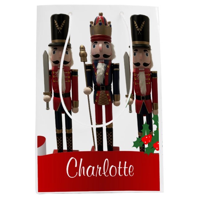 Nutcracker King und Wachen Weihnachten Mittlere Geschenktüte (Vorderseite)