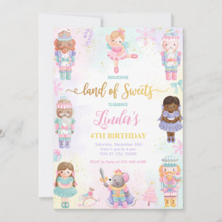 Nutcracker Land der Süßigkeiten Fairy Pink Einladu Einladung