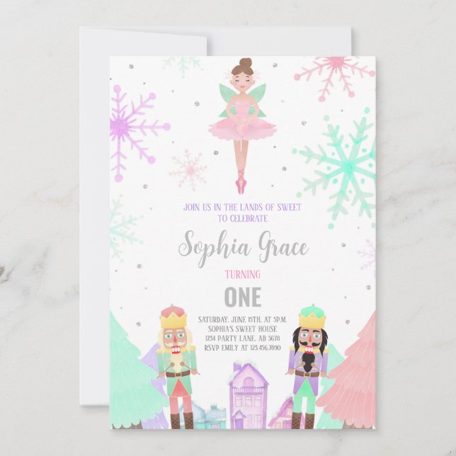 Nutcracker Land der Süßigkeiten Winter Einladung (Vorderseite)