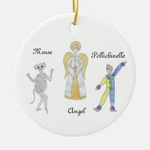 Nutcracker-Maus/Pollichinelle/Engel-Ornament Keramik Ornament