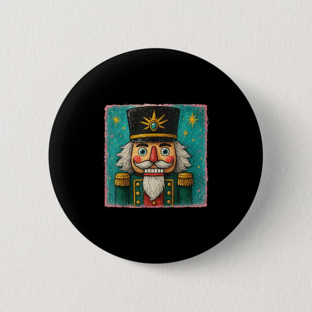Nutcracker Merry Christmas Men Women Kids Painting Button (Vorderseite)