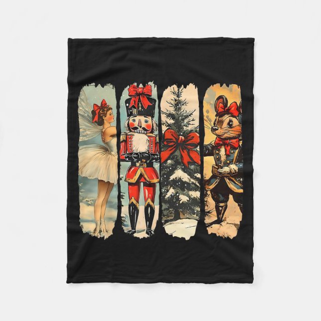 Nutcracker Merry Christmas Xmas Tree Family Pajama Fleecedecke (Vorderseite)