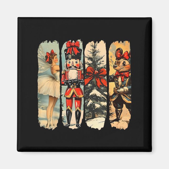 Nutcracker Merry Christmas Xmas Tree Family Pajama Magnet (Vorne)