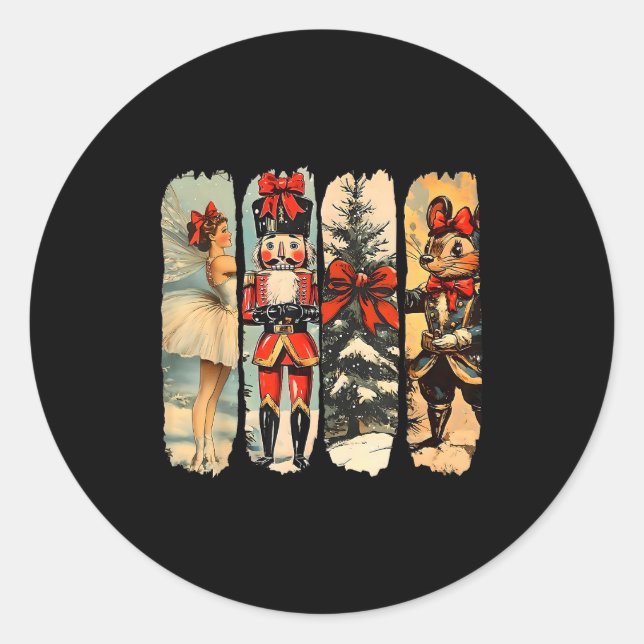 Nutcracker Merry Christmas Xmas Tree Family Pajama Runder Aufkleber (Vorderseite)