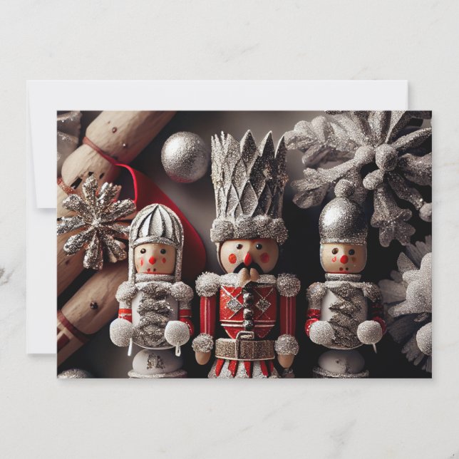 Nutcracker mit roter Jacket Feiertagskarte (Vorderseite)