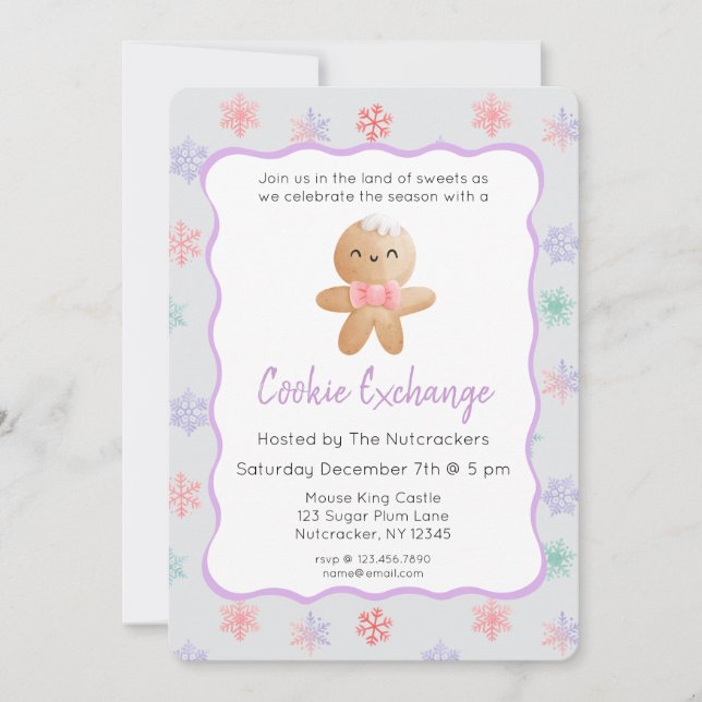 Nutcracker Pastel Christmas Cookie Exchange Einladung (Vorderseite)