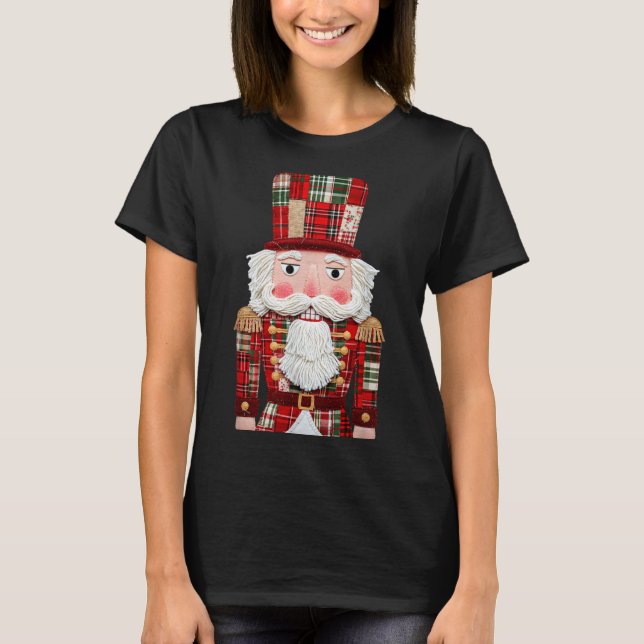 Nutcracker Patchwork Merry Christmas Pajamas Men W T-Shirt (Vorderseite)