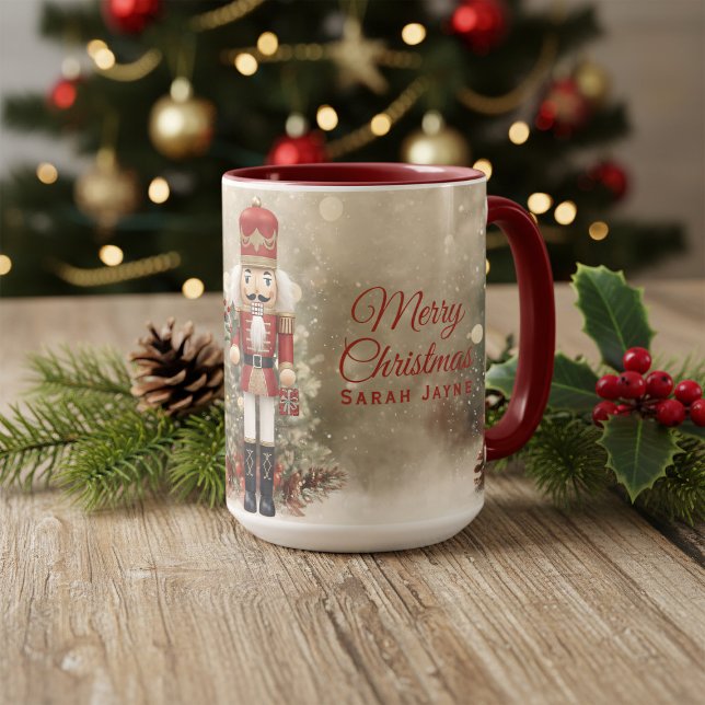 Nutcracker Personalisiert Frohe Weihnachts-Kaffee- Tasse (Add your name and fill with festive cheer)