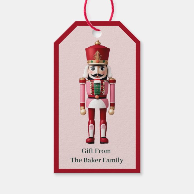 Nutcracker Personalisiert Niedlich Rosa Weihnachte Geschenkanhänger (Vorderseite)