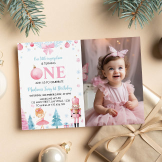 Nutcracker Pink Fairy Birthday Foto Einladung