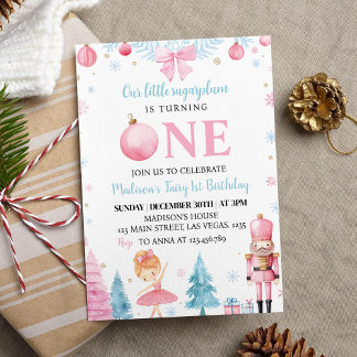 Nutcracker Pink Fairy Geburtstagsparty Einladung