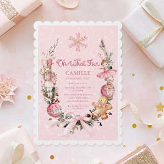 Nutcracker Pink Girl 1. Geburtstag Einladung