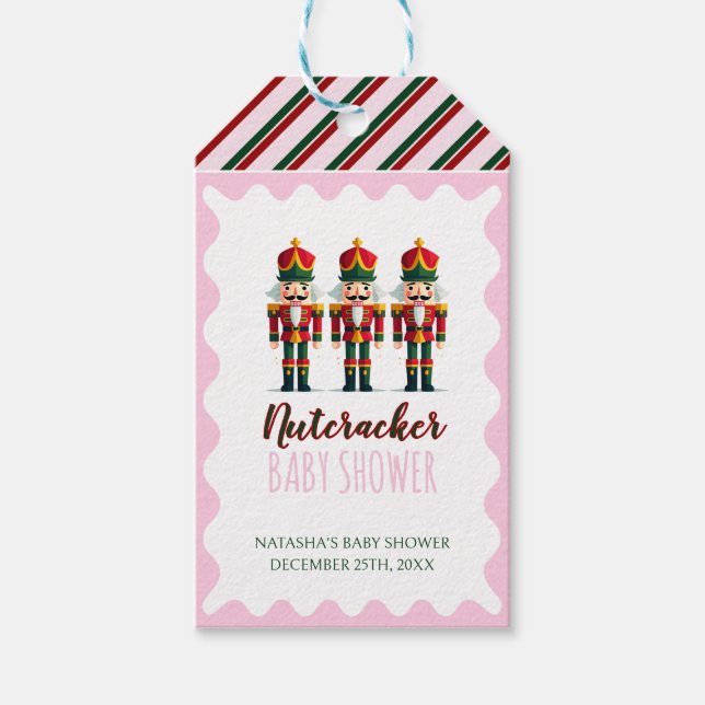 Nutcracker Pink Girl Weihnachtsdusche Geschenkanhänger (Vorderseite)