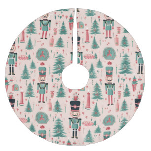 Nutcracker Pink Mint Muster Weihnachtsbaumrock Polyester Weihnachtsbaumdecke