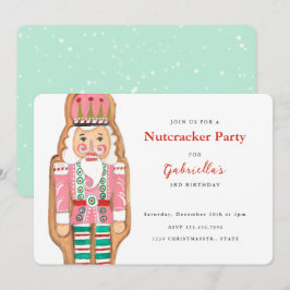 Nutcracker pink & türkis Winterschneeurlaub Einladung