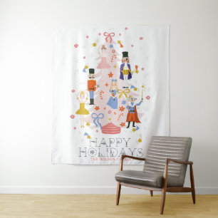 Nutcracker Pink Weihnachtsbaum Urlaub Wandteppich