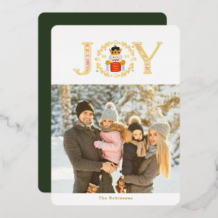Nutcracker Prince Foto Weihnachten Gold Folien Feiertagskarte
