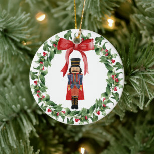Nutcracker Red Bow Wreath Weihnachtsbaumdekor Keramik Ornament