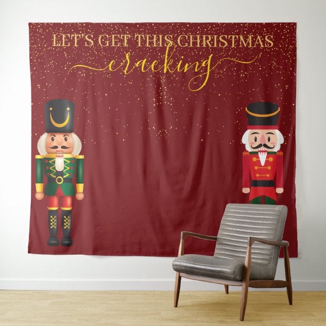 Nutcracker Red Christmas Foto Stand Hintergrund Wandteppich (Beispiel (Horizontal))