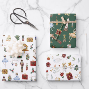 Nutcracker Red Gold Ballerina Geburtstagsparty Geschenkpapier Set