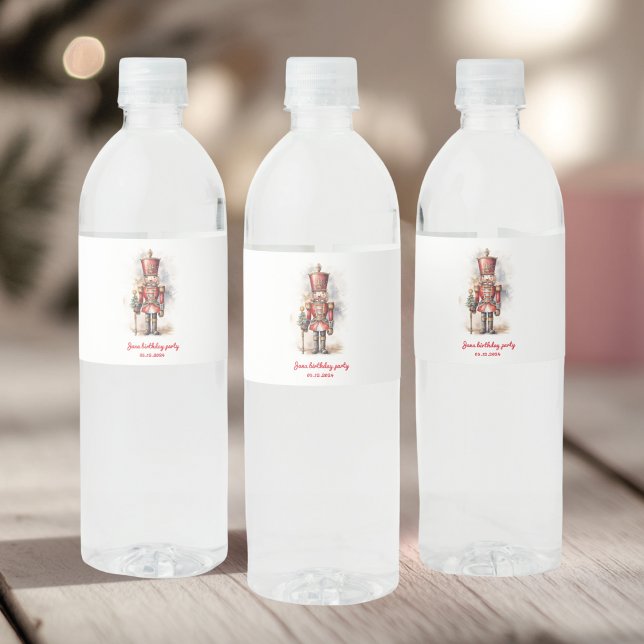 Nutcracker Red Magic Birthday Wasserflaschenetikett (Von Creator hochgeladen)