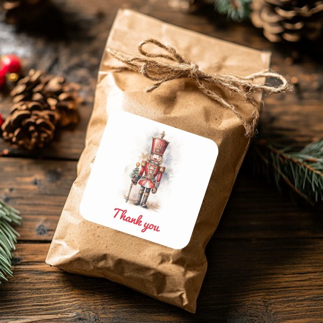 Nutcracker Red Magic Geburtstag Danke Quadratischer Aufkleber (Von Creator hochgeladen)