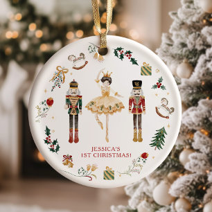 Nutcracker Rot und Gold Ballerina erste Weihnachte Ornament