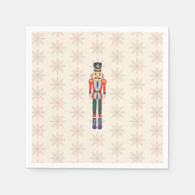 Nutcracker Snowflake Pattern Holiday Paper Napkin Serviette (Vorderseite)