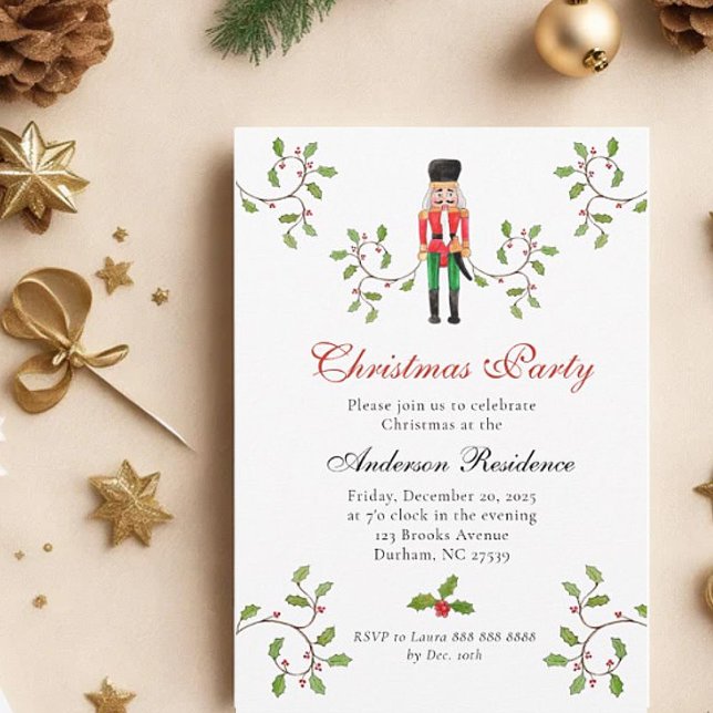 Nutcracker Soldat & Holly Weihnachtsfest Party Ankündigung (Von Creator hochgeladen)