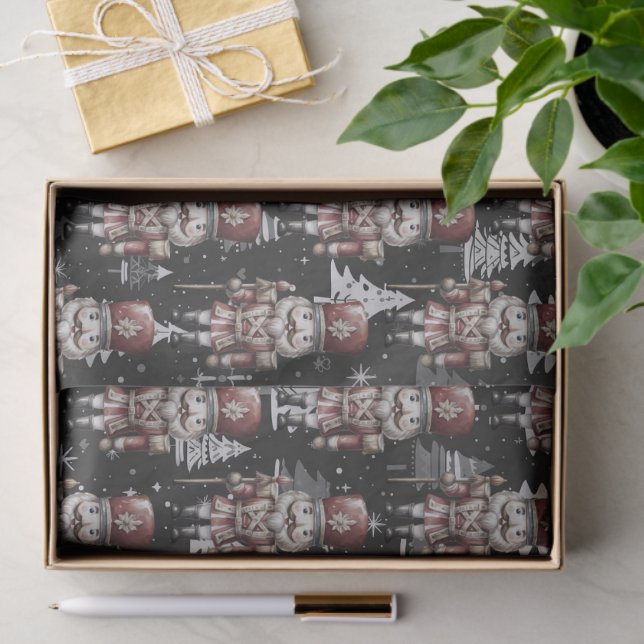 Nutcracker Soldier Kapitän Christmas White Trees Seidenpapier (Geschenk)