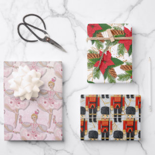 Nutcracker Soldier Sugar Plum Fee Weihnachten Geschenkpapier Set