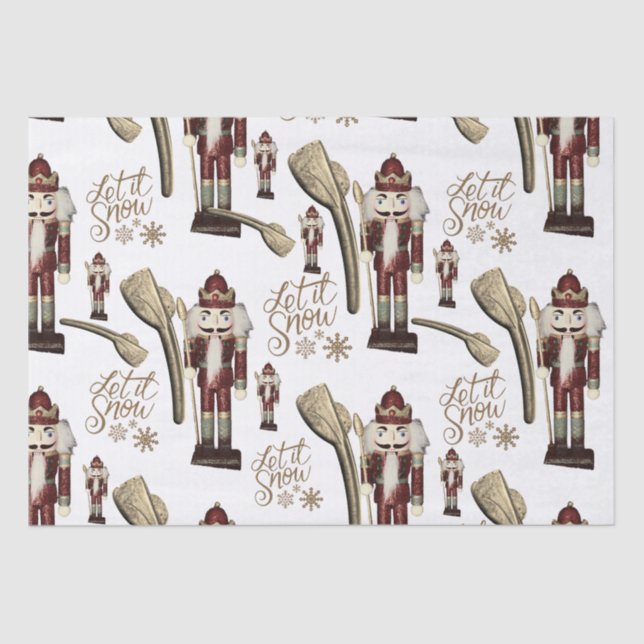 Nutcracker Soldier Weihnachten Let it Snow Gold Seidenpapier (Vorderseite)