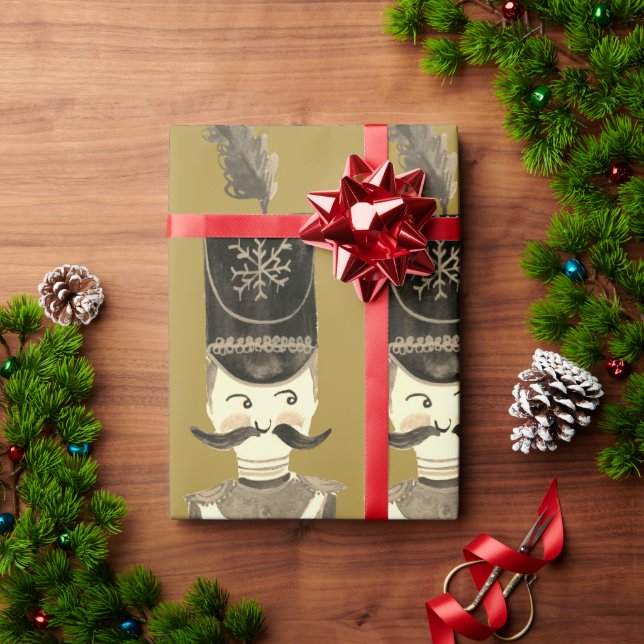 Nutcracker Soldiers Gold Sepia Geschenkpapier (Feiertagsgeschenk)