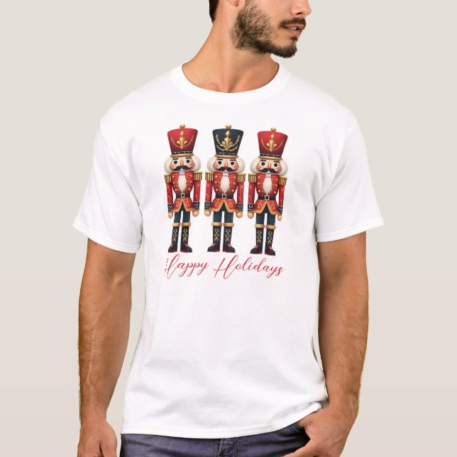 Nutcracker Soldiers Happy Holiday T-Shirt (Vorderseite)