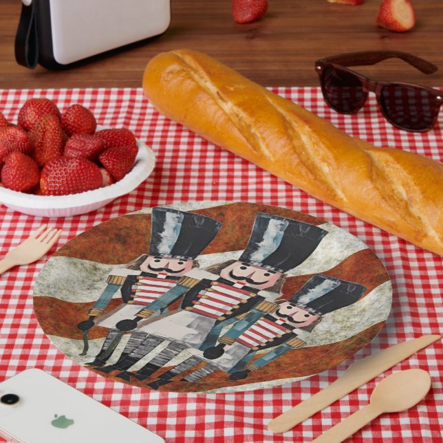 Nutcracker Soldiers Red White Stripes Pappteller (Picknick)