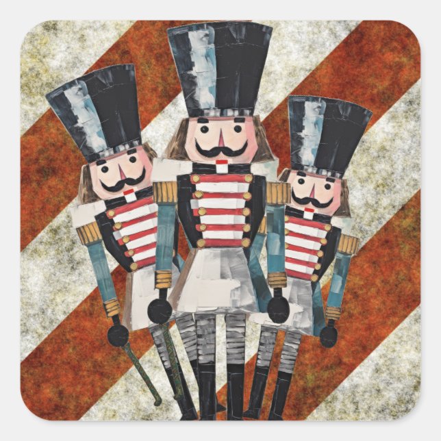 Nutcracker Soldiers Streifen Quadratischer Aufkleber (Vorderseite)