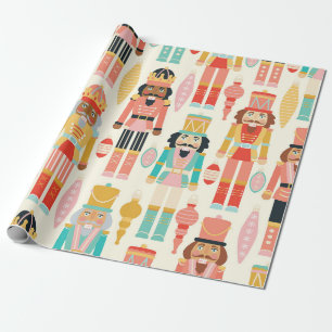 Nutcracker Soldiers und Ornamente Nahtloses Muster Geschenkpapier