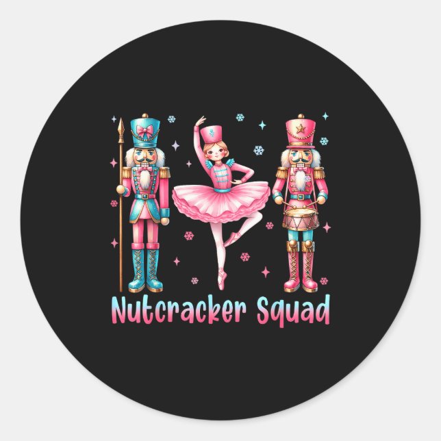 Nutcracker Squad Ballet Dance Merry Christmas Wome Runder Aufkleber (Vorderseite)