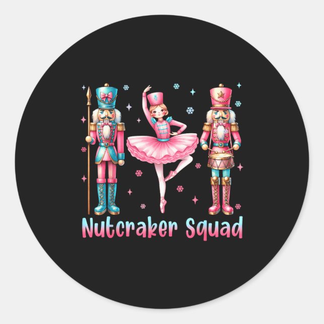 Nutcracker Squad Ballet Dance Merry Christmas Wome Runder Aufkleber (Vorderseite)
