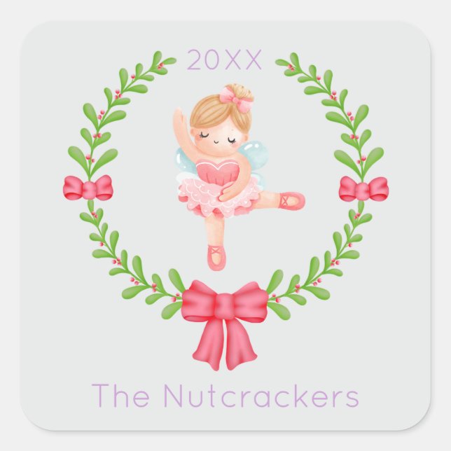 Nutcracker Sugar Plum Fairy Weihnachten Quadratischer Aufkleber (Vorderseite)
